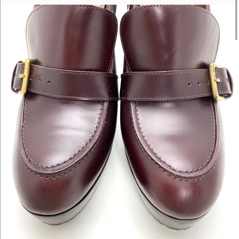 Marni Platform Pumps Burgundy w/ Gold Buckle - Picture 3 of 12